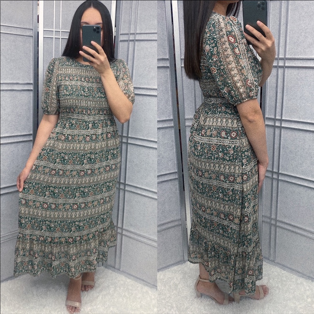Emerald dark green dress mesh midi maxi